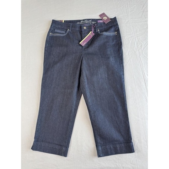 Gloria Vanderbilt Capri Pants Womens 10 Blue Jordyn Embroidered Pockets Mid Rise - Picture 3 of 16